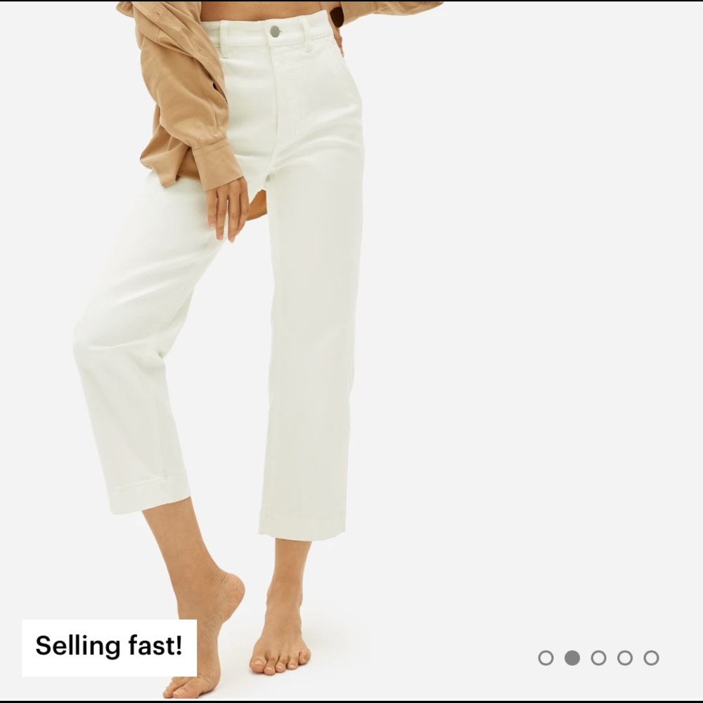 Everlane Straight Leg Crop Pant Bone